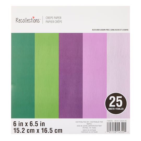 6" x 6.5" Greens & Purples Crepe Paper, 25 Sheets by Recollections™